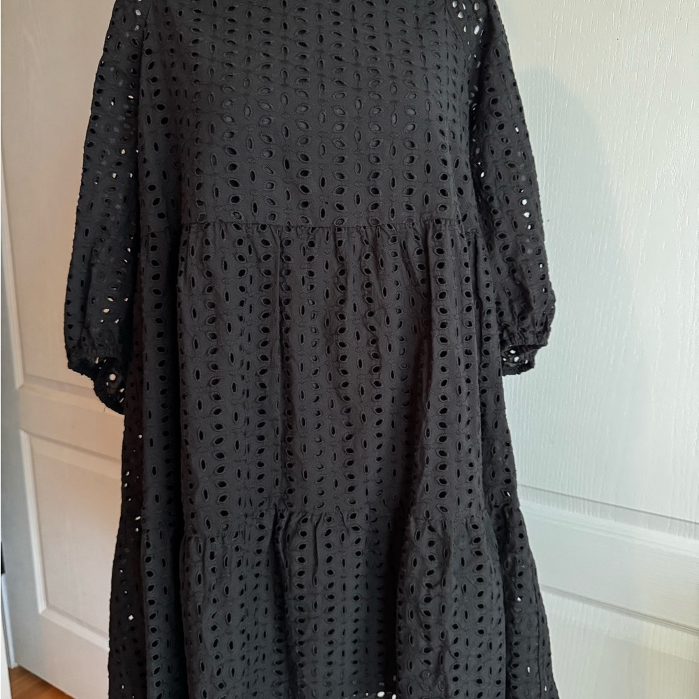 Elegant Black Eyelet Dress